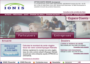 Capture d'écran de l'ancien site de Ionis quand il était actif